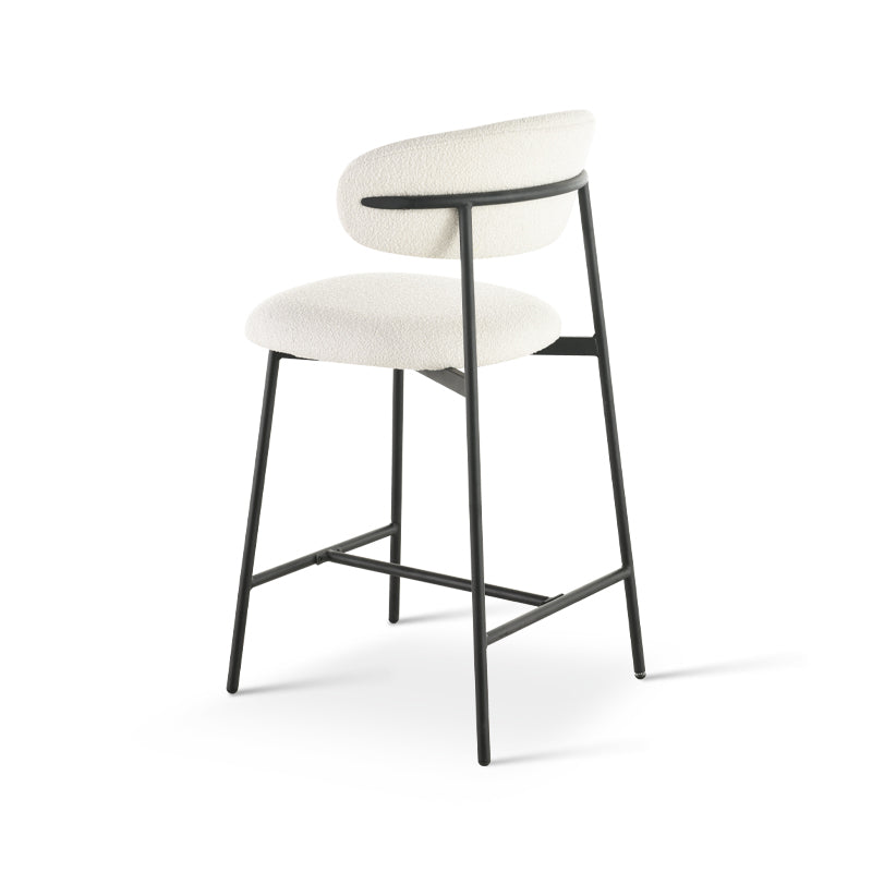 Barhocker Zahra [2er Set] [Weiß] [Boucle-Stoff] [65 cm] Ofcasafurniture DE