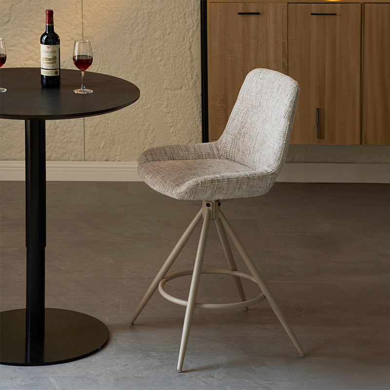 Farah Barkruk [Set van 2] [Linnen look stof] [67 cm] [Automatische Terugkeer] [180° Draaibaar]