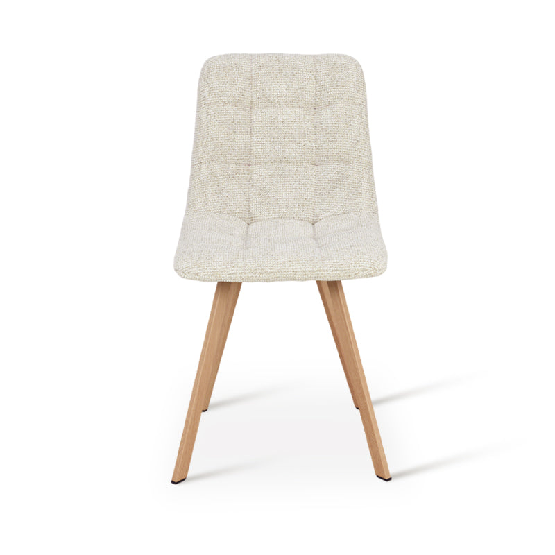 Aoife Strakke Eetkamerstoel [Set van 2] [Linnen stof] [Eiken Metalen Poten]