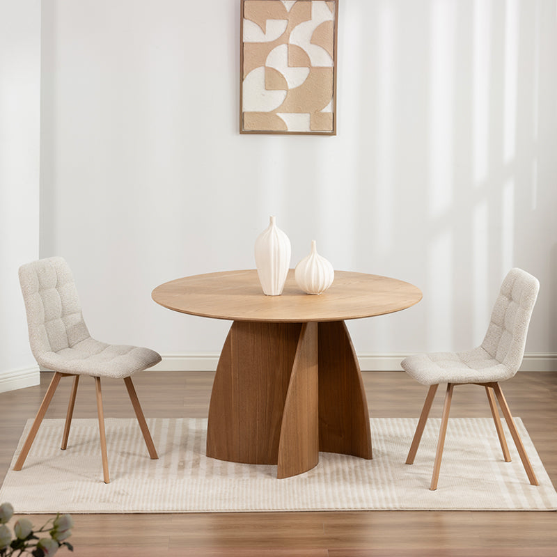 Aoife Strakke Eetkamerstoel [Set van 2] [Linnen stof] [Eiken Metalen Poten]