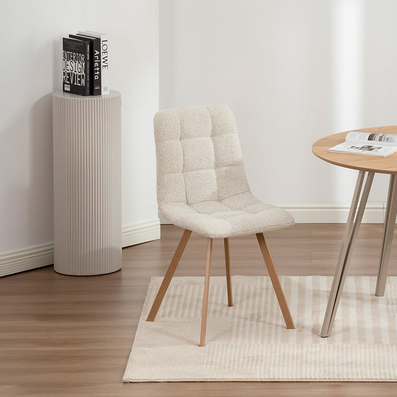 Aoife Strakke Eetkamerstoel [Set van 2] [Linnen stof] [Eiken Metalen Poten]