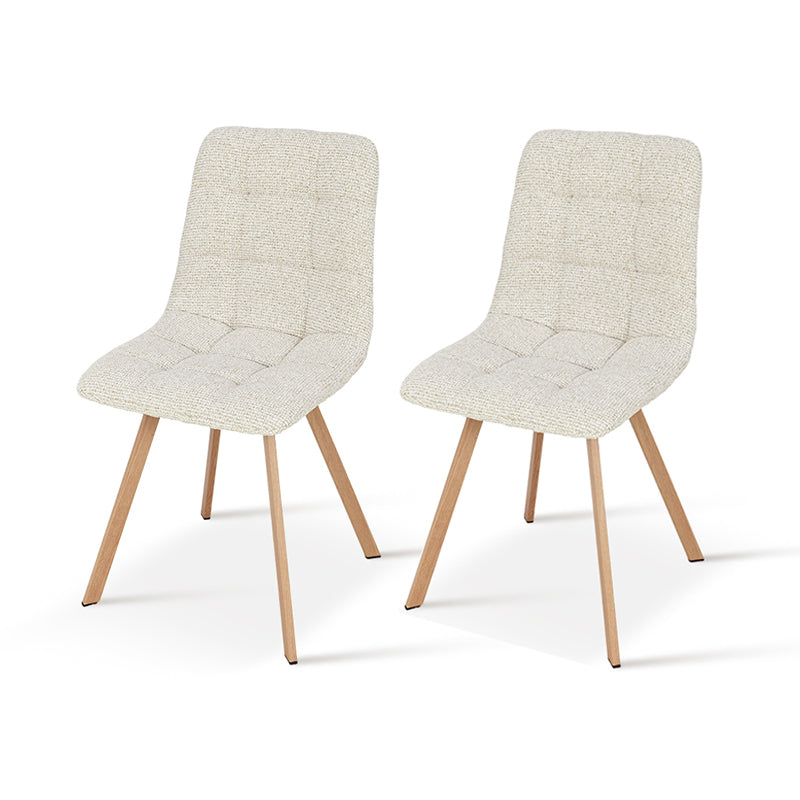 Aoife Strakke Eetkamerstoel [Set van 2] [Linnen stof] [Eiken Metalen Poten]