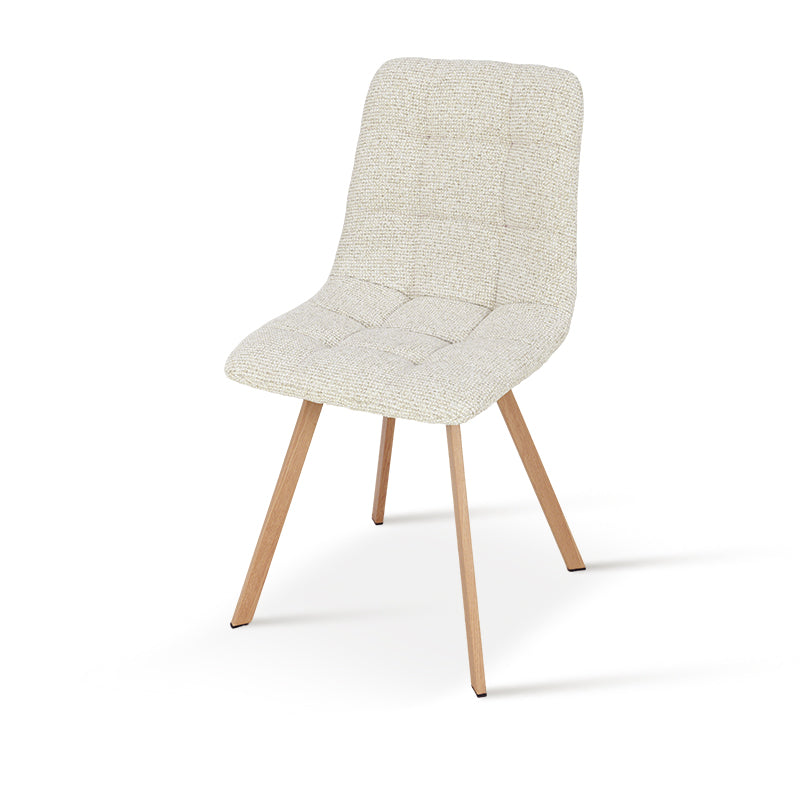 Aoife Strakke Eetkamerstoel [Set van 2] [Linnen stof] [Eiken Metalen Poten]