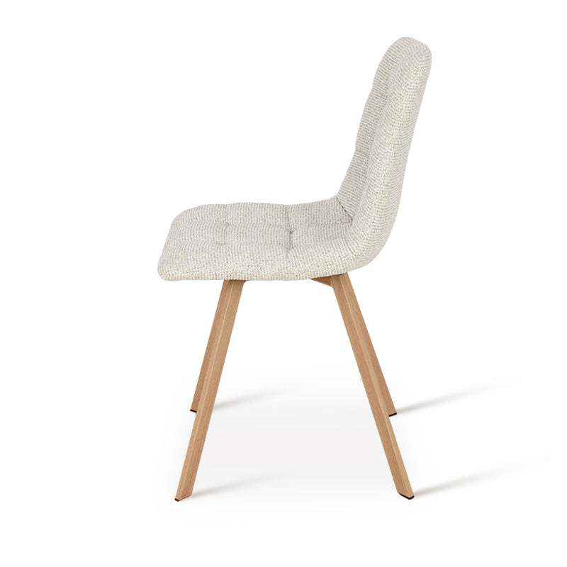 Aoife Strakke Eetkamerstoel [Set van 2] [Linnen stof] [Eiken Metalen Poten]