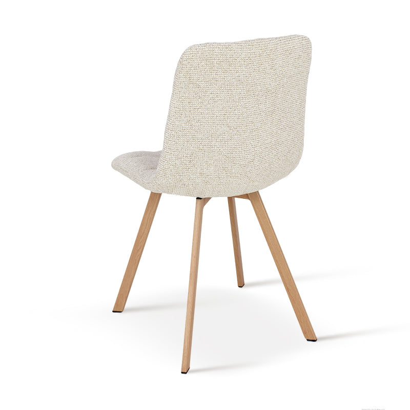 Aoife Strakke Eetkamerstoel [Set van 2] [Linnen stof] [Eiken Metalen Poten]