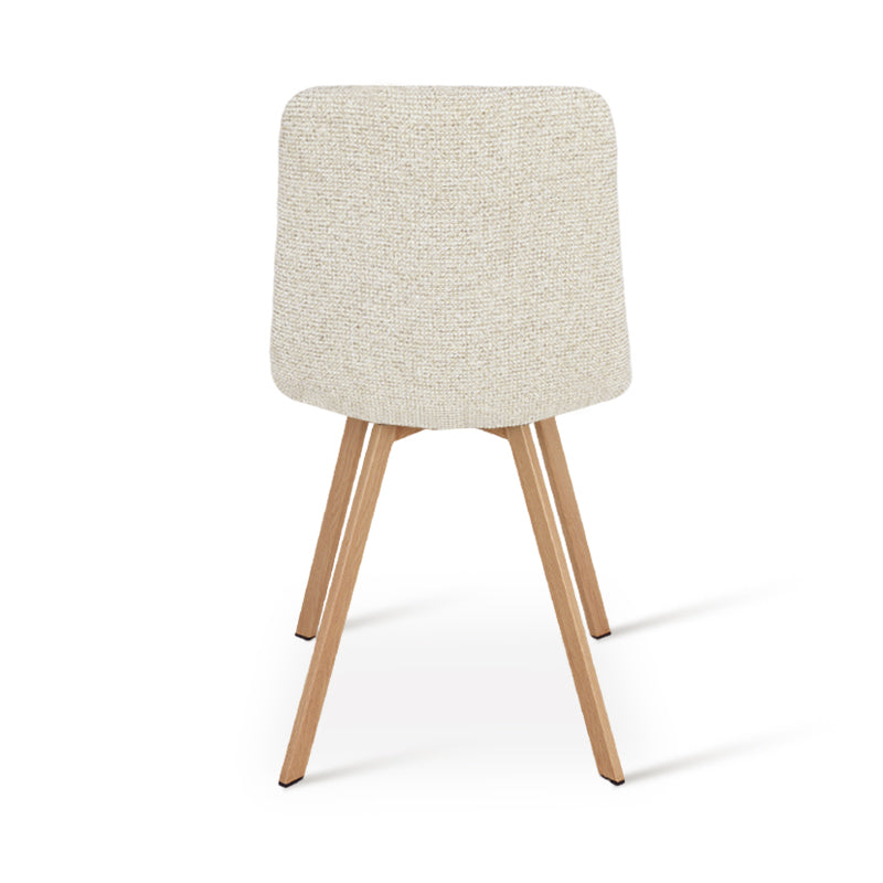 Aoife Strakke Eetkamerstoel [Set van 2] [Linnen stof] [Eiken Metalen Poten]