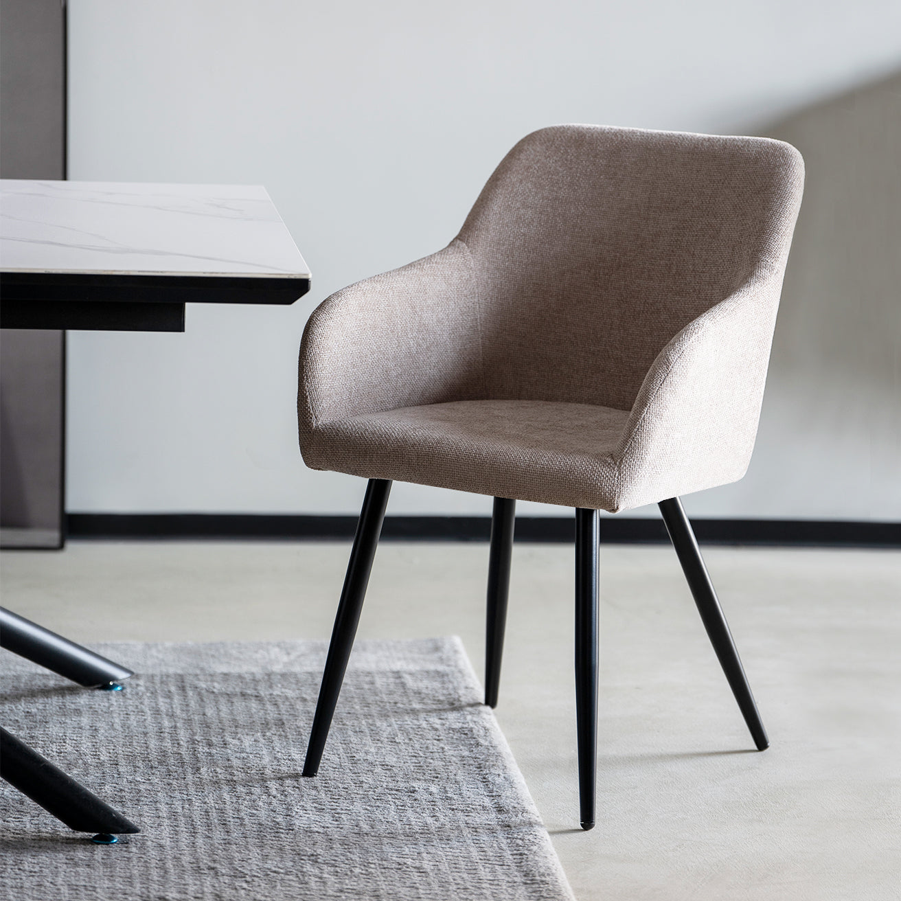 Armlehnenstuhl Kaya [2er Set] [Leinen Stoff] Ofcasafurniture DE