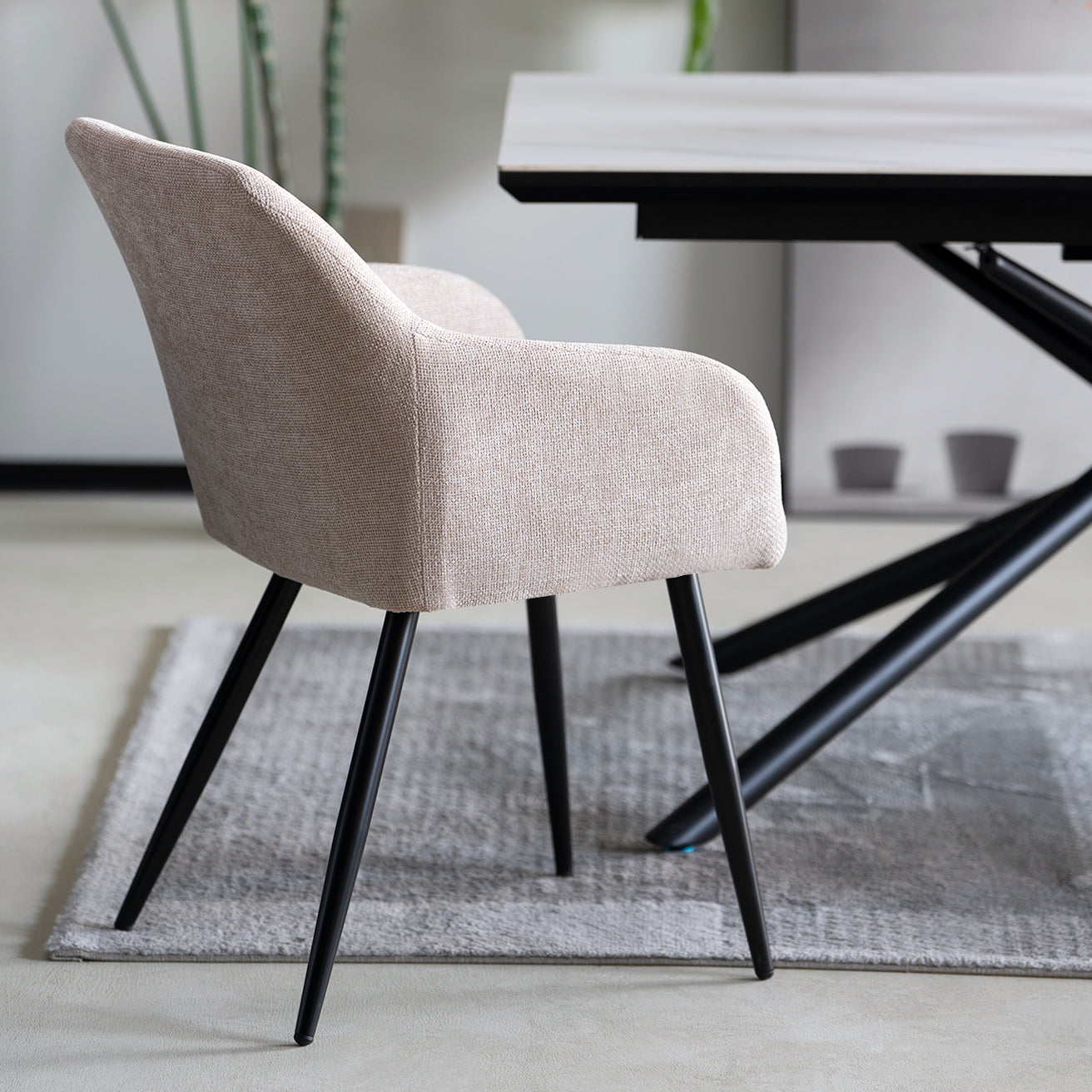 Armlehnenstuhl Kaya [2er Set] [Leinen Stoff] Ofcasafurniture DE