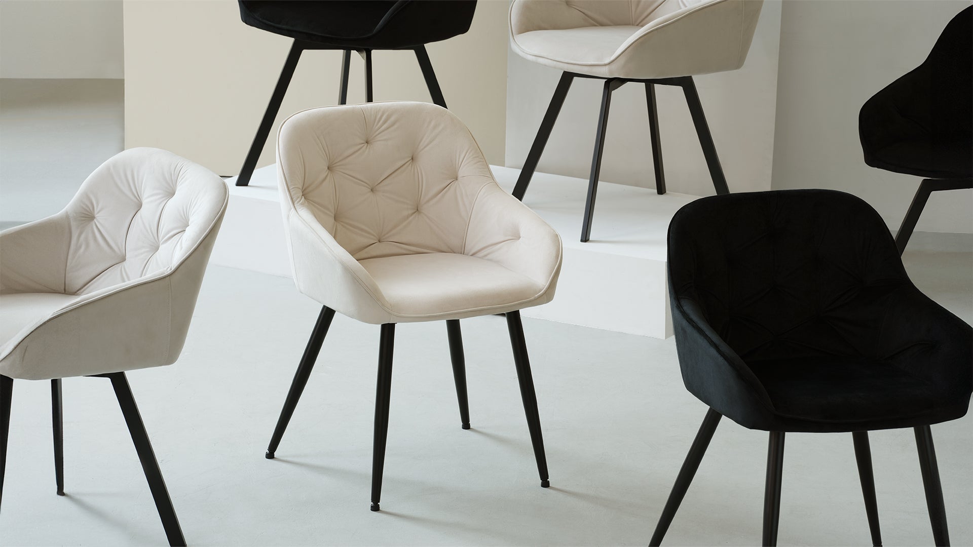 Keaton 360° Draaibare Eetkamerstoel met Dikke Bekleding van Fluweel [Set van 2] [Fluweel]