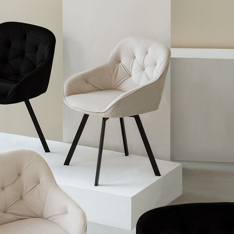 Keaton 360° Draaibare Eetkamerstoel met Dikke Bekleding van Fluweel [Set van 2] [Fluweel]