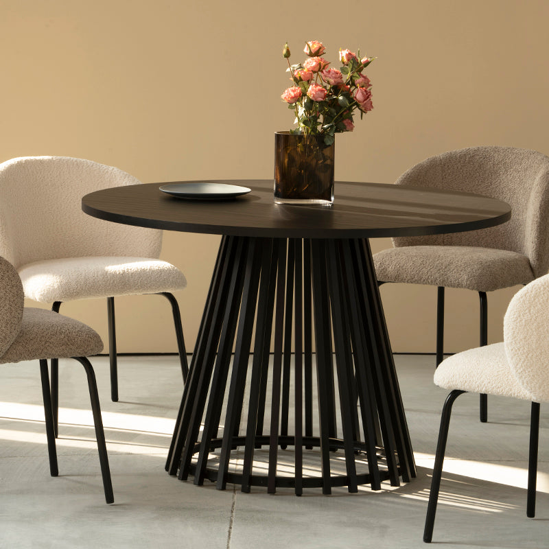 Veronica Ronde Eettafel en 4 Yasin Eetkamerstoelen [Eetkamerset]