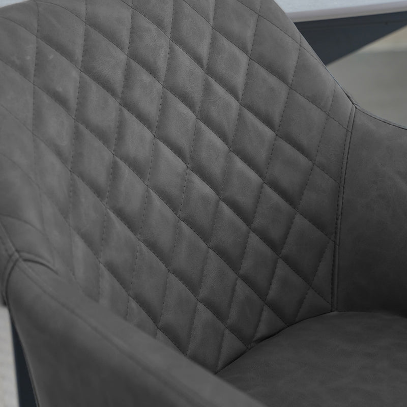 Frazer Diamond 360° Draaibare Eetkamerstoel [Set van 2] [Kunstleer] [Grijs]