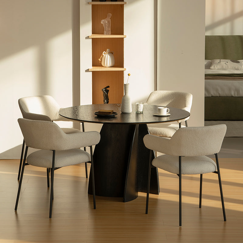 Gemma Ronde Eettafel [Zwart en Hout] [120 cm]