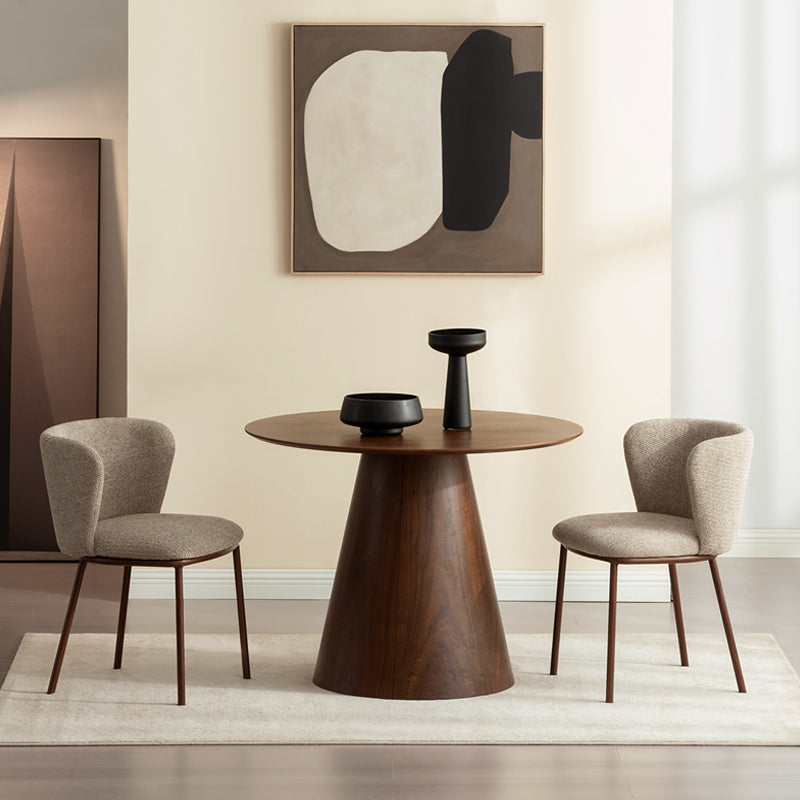 Ronde eettafel Elowen en 4 eetkamerstoelen Karin in Roca [eetkamerset]