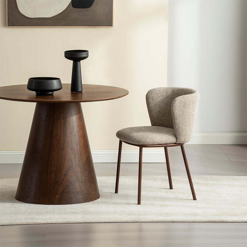 Ronde eettafel Elowen en 4 eetkamerstoelen Karin in Roca [eetkamerset]