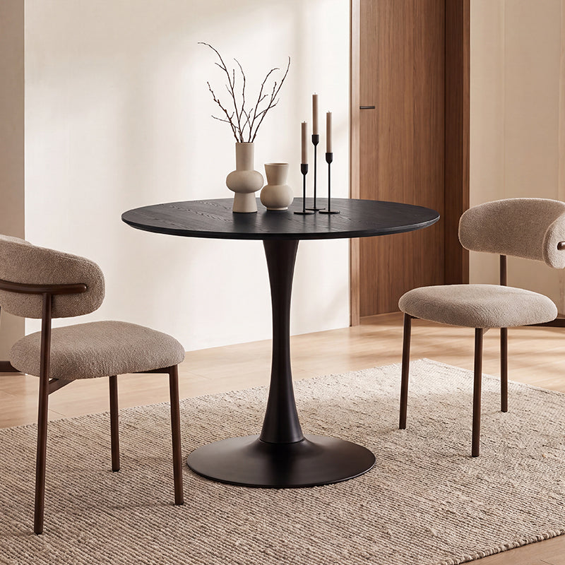 Tiana Ronde Eettafel [Travertin en Zwart Hout] [80 cm]
