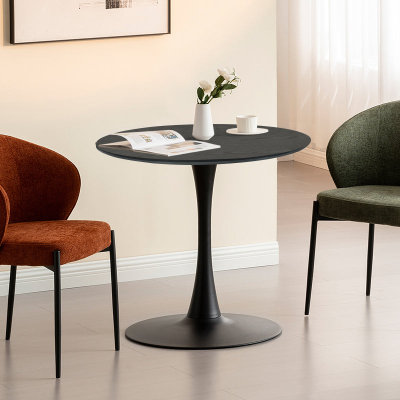 Tiana Ronde Eettafel [Travertin en Zwart Hout] [80 cm]