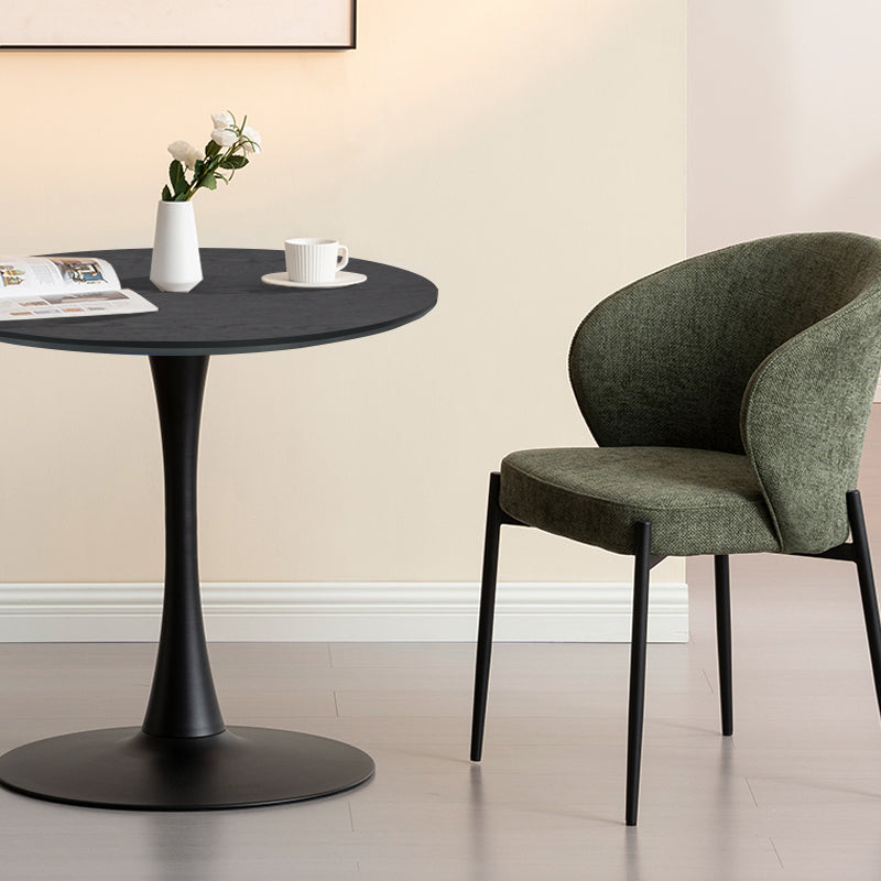 Tiana Ronde Eettafel [Travertin en Zwart Hout] [80 cm]