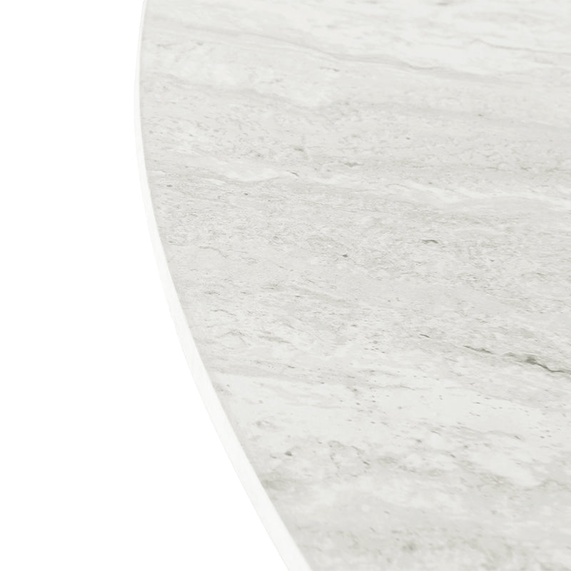 Tiana Ronde Eettafel [Travertin en Zwart Hout] [80 cm]