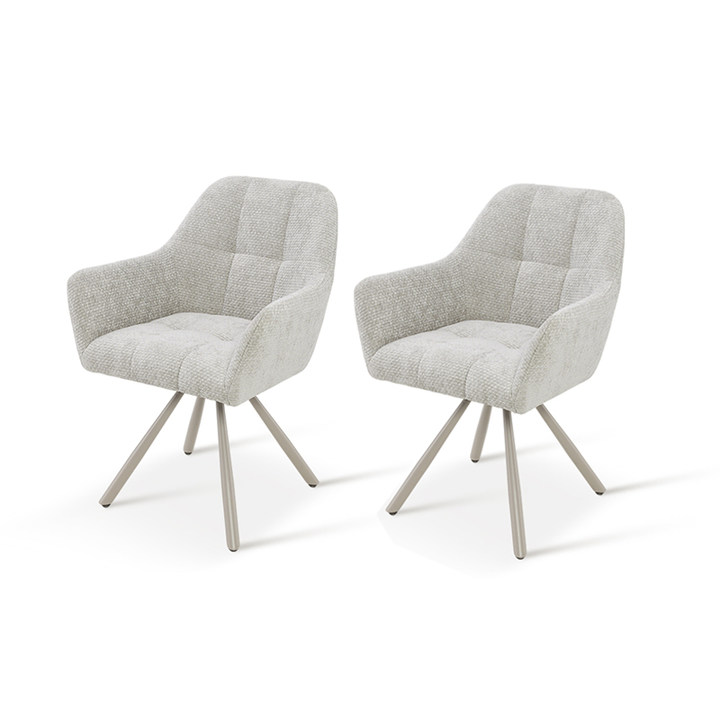 Armlehnenstuhl Elara [2er Set] [Chenille] [360-Grad-Drehteller] Ofcasafurniture DE