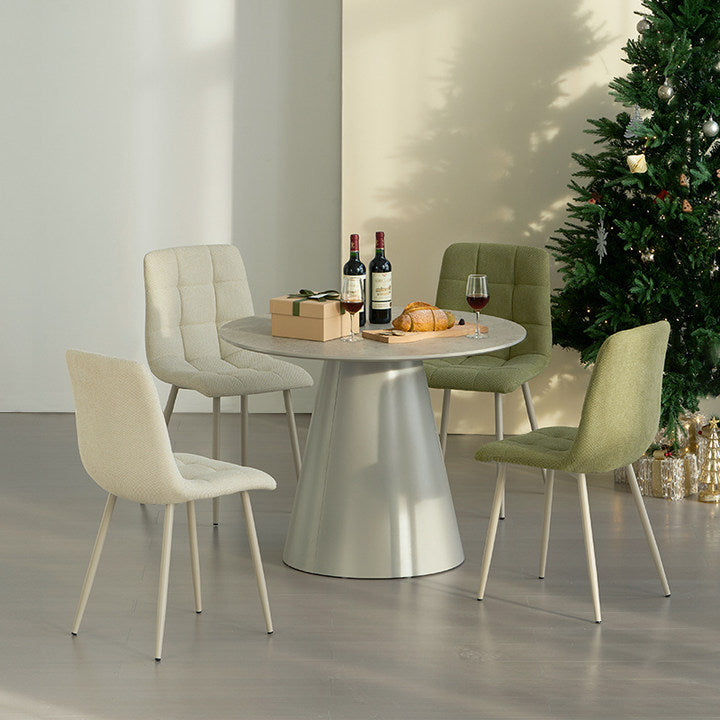 Elowen Ronde Eettafel en 4 Aoife Eetkamerstoelen [Eetkamerset]