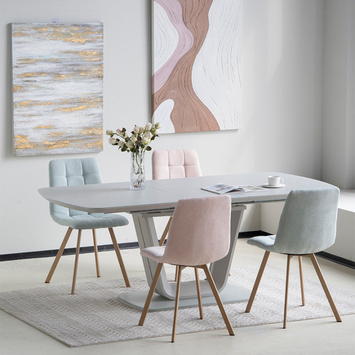 Esszimmerstuhl Aoife Sleek [2er Set] [Leinen Stoff] [Füsse in Metall in Eiche Optik] Ofcasafurniture DE