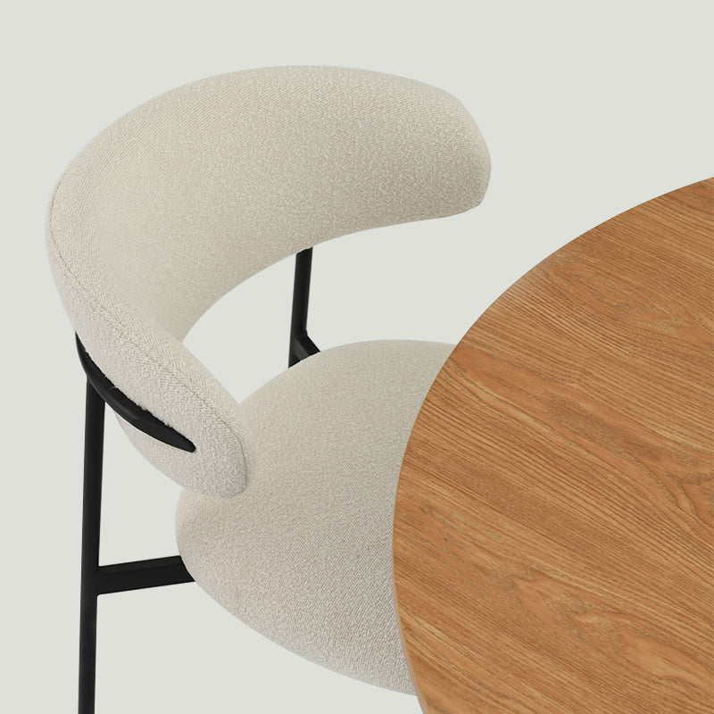 Ronde Eettafel Tilly en 4 Zahra Eetkamerstoelen [Eetkamerset]